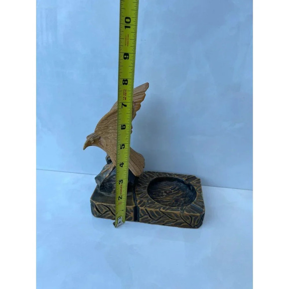 Vintage Wooden Eagle Hand Carved Bird Cigarette Ashtray Figure Brown 4"x 7.5" - Picture 16 of 16